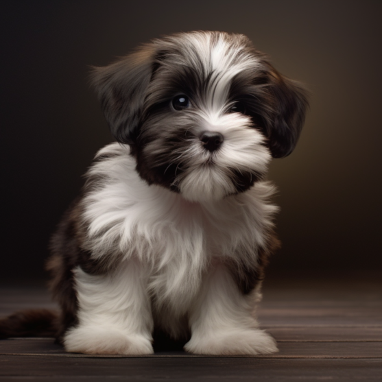 happy black and white Havashu puppy black and white Havashu puppy